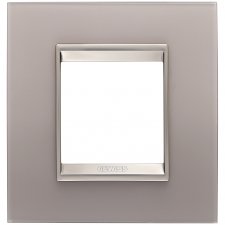 Prize si intrerupatoare - Rama Ornament 2M sticla LUX Gewiss Chorus gri perlat GW16222GP