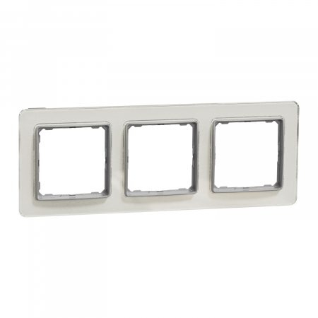 Prize si intrerupatoare - Rama Ornament 3 posturi Schneider Sedna sticla alba SDD360803