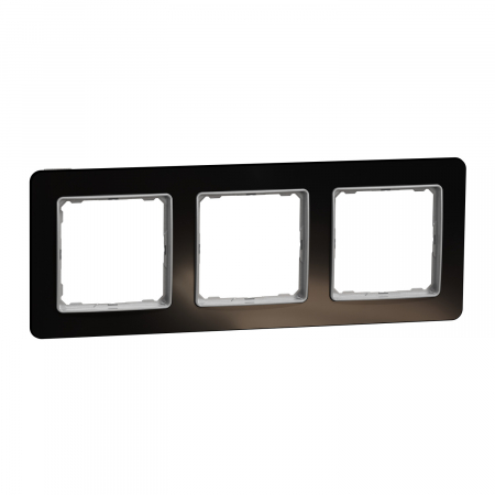 Prize si intrerupatoare - Rama Ornament 3 posturi Schneider Sedna sticla neagra SDD361803