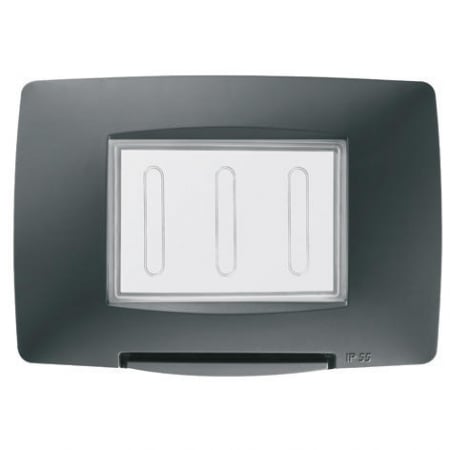 Prize si intrerupatoare - Rama Ornament 3M Gewiss Chorus IP55  negru GW16703TN
