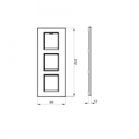 Rama Ornament 3P verticala LUX Gewiss Chorus ardezie GW16227VA [1]