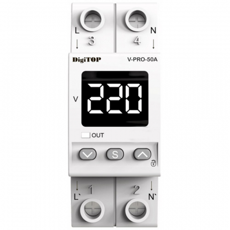 Relee - Releu de protectie tensiune monofazat 50A DigiTop V-PRO-50A