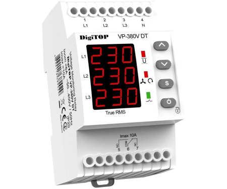 Distributie si comanda electrica - Releu de protectie tensiune trifazat 6A DigiTop VP-380V DT