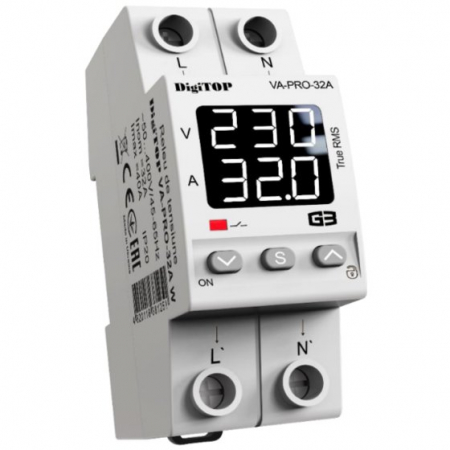 Relee - Releu monofazat protectie tensiune-amperaj 32A DigiTop VA-PRO-32A