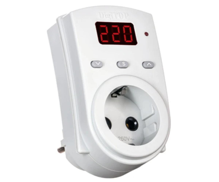 Distributie si comanda electrica - Releu protectie tensiune monofazat cu priza VP-16AN DigiTop 380117