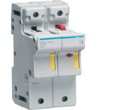 Distributie si comanda electrica - Separator cu fuzibil 1P+N 50A 14X51mm Hager LS612