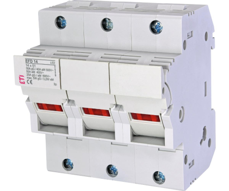 Separatoare de sarcina - Separator cu fuzibil 3P led 50A 14X51mm Eti 002560014