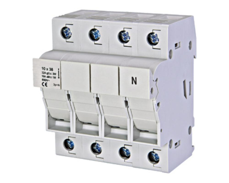 Separatoare de sarcina - Separator cu fuzibil 3P+N 32A 10X38mm Schrack IS506105
