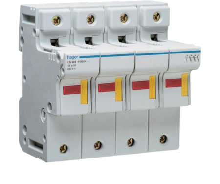 Distributie si comanda electrica - Separator cu fuzibil 3P+N 50A 14X51mm Hager LS604