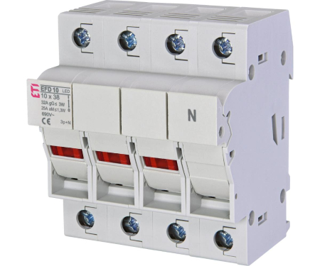 Separatoare de sarcina - Separator cu fuzibil 3P+N led 32A 10X38mm Eti 002540015