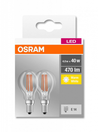 Set 2 becuri P40 LED 4W 470lm 2700K E14 Osram 4058075803954 [1]