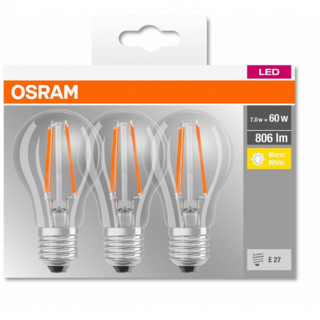 Set 3 becuri A60 LED 7W 806lm 2700K E27 Osram 4058075819290 [1]