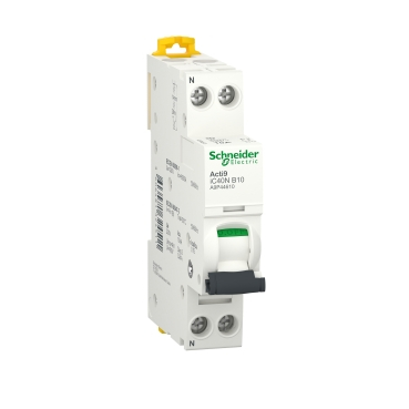 Faza+Nul 1P+N - Siguranta automata 10A 1P+N B 6ka/10ka Acti9 Schneider A9P44610