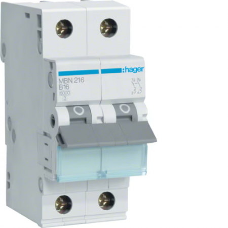 Bipolare 2P - Siguranta automata 16A 2P 6ka B Hager MBN216