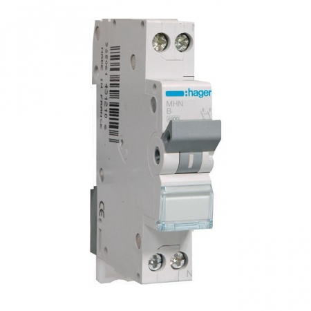 Faza+Nul 1P+N - Siguranta automata 20A 1P+N Curba B 4.5Ka Hager MHN520