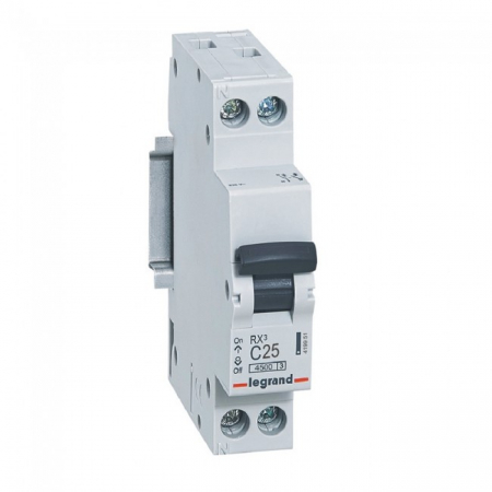 Distributie si comanda electrica - Siguranta automata 25A 1P+N C 4,5ka Legrand RX3 419951