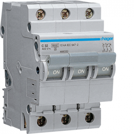Tripolare 3P - Siguranta automata 32A 3P Curba C 4,5ka Hager MY332