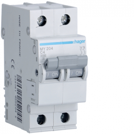 Distributie si comanda electrica - Siguranta automata 4A 2P Curba C 4,5ka Hager MY204