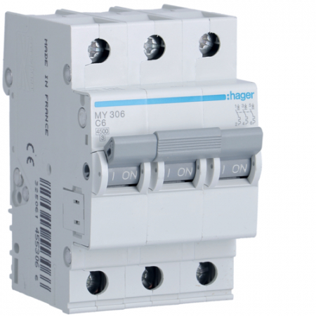 Tripolare 3P - Siguranta automata 4A 3P Curba C 4,5ka Hager MY304