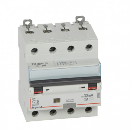 Distributie si comanda electrica - Siguranta Diferential 16A 4P AC 30mA C 10kA Legrand DX3 411186