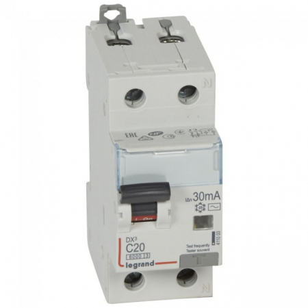 Distributie si comanda electrica - Siguranta Diferential 20A 1P+N 30mA C 6kA Legrand DX3 411003