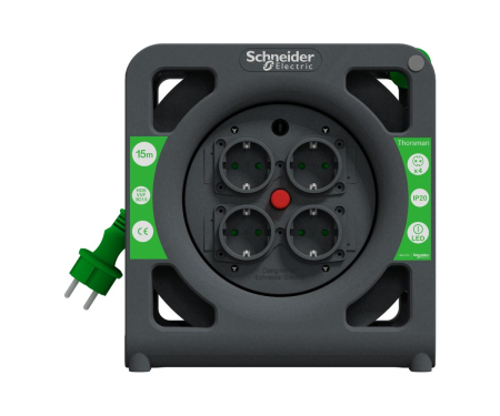 Prelungitoare si derulatoare - Tambur cablu 4 prize cordon 3X1.5 15m IP20 Schneider IMT33137
