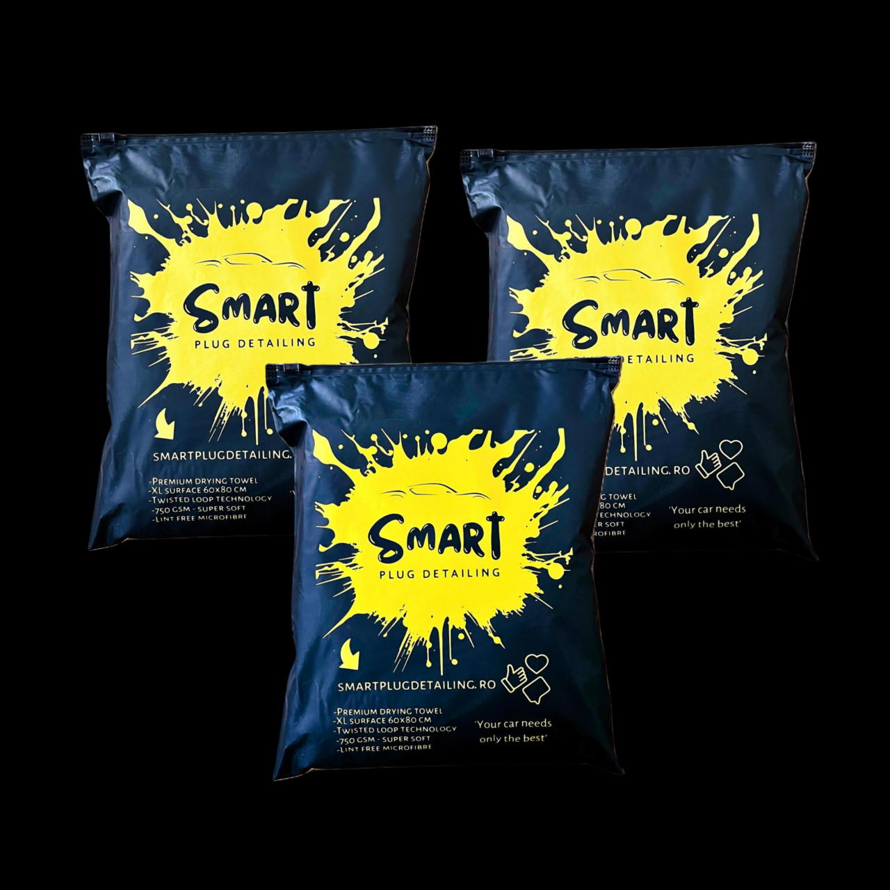 Set 3 X Prosop uscare auto XL, Ultra absorbant, Spotless, Microfibra Twisted Loop, 80x60 cm, 750 GSM [2]