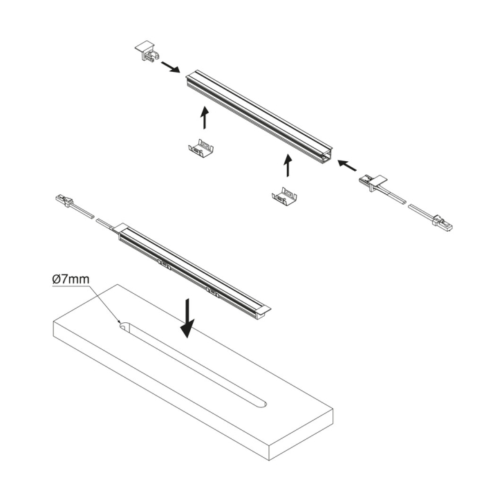 Accesorii pentru profil LED incastrabil Pyxis, 1,5 m, plastic, finisaj gri [6]