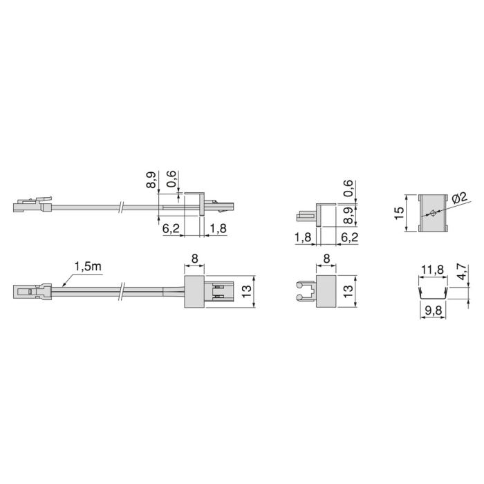Accesorii pentru profil LED incastrabil Pyxis, 1,5 m, plastic, finisaj gri [5]
