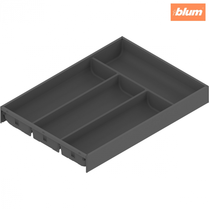 AMBIA-LINE Organizator pt tacâmuri, pentru LEGRABOX/MERIVOBOX Sertar, Plastic/oţel, 4 Compartimente pt tacâmuri, NL=450 mm, Lăţime=300 mm, finisaj gri-orion mat ZC7S450BS3 [1]