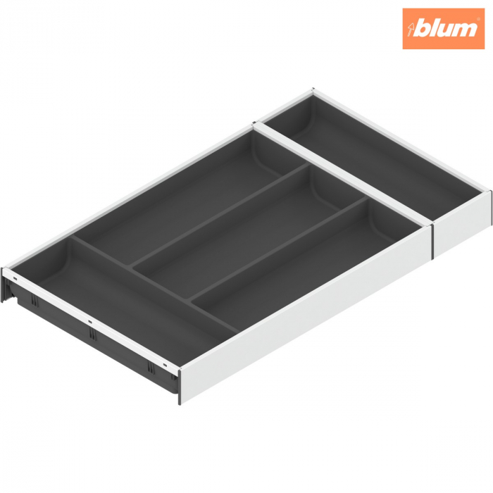 AMBIA-LINE Organizator pt tacâmuri, pentru LEGRABOX/MERIVOBOX Sertar, Plastic/oţel, 5 Compartimente pt tacâmuri, NL=550 mm, Lăţime=300 mm, finisaj alb-mătase/gri-orion ZC7S550BS3 [1]