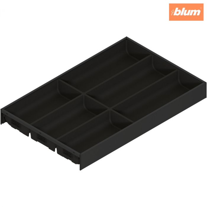 AMBIA-LINE Organizator pt tacâmuri, pentru LEGRABOX/MERIVOBOX Sertar, Plastic/oţel, 6 Compartimente pt tacâmuri, NL=500 mm, Lăţime=300 mm, finisaj negru-carbon mat ZC7S500BS3 [1]