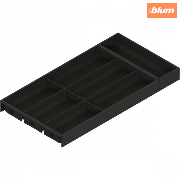 AMBIA-LINE Organizator pt tacâmuri, pentru LEGRABOX/MERIVOBOX Sertar, Plastic/oţel, 7 Compartimente pt tacâmuri, NL=600 mm, Lăţime=300 mm, finisaj negru-carbon mat ZC7S600BS3 [1]