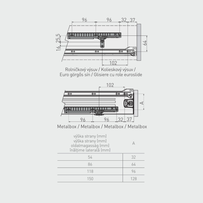 Amortizor pentru glisiere cu role si Metalbox 350-550 mm AM-MBSOFT-P2 [2]