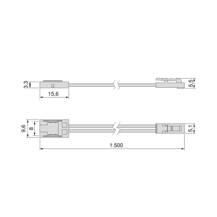 Cablu LED Lynx Z, 1,5 m, pentru benzi LED de 8 mm, MINILED, compatibil 12V DC si 24V DC [8]