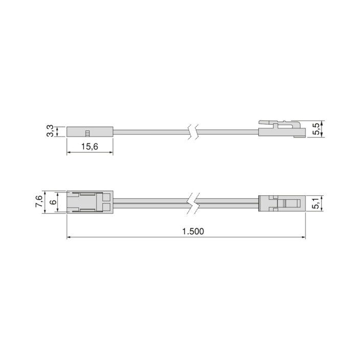 Cablu LED NeoLynx Z, 1,5 m, MINILED, pentru benzi LED de 6 mm, compatibil 12V DC si 24V DC [3]