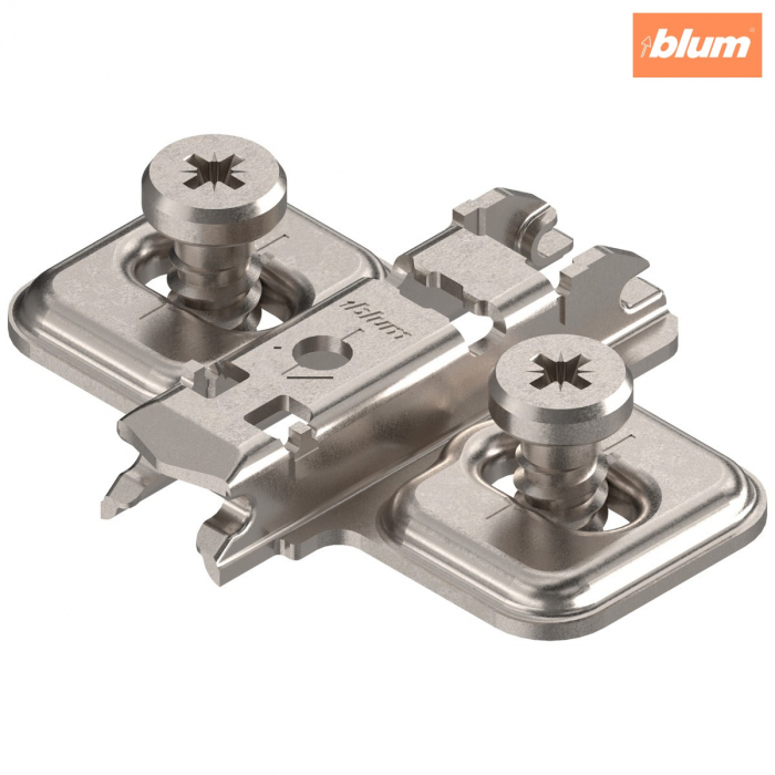 CLIP Plăcuţă de montaj, în cruce, 0 mm, oţel, destinat înșurubării cu euroșuruburi premontate, reglaj pe înălţime: Gaură alungită, finisaj nichelat 173L8100.21MPL [1]