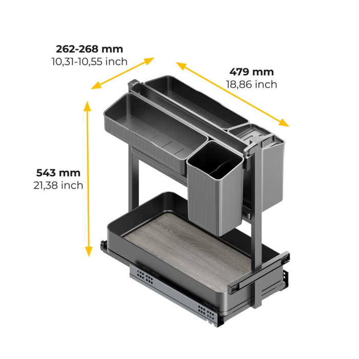 Cos Jolly Harmony cu cosuri si accesorii, cu inchidere amortizata, corp 300 mm, inaltime 700 mm, finisaj antracit [2]