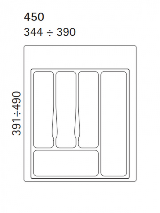Compartimentare tacamuri pentru latime front sertar de 450 mm, finisaj alb [2]