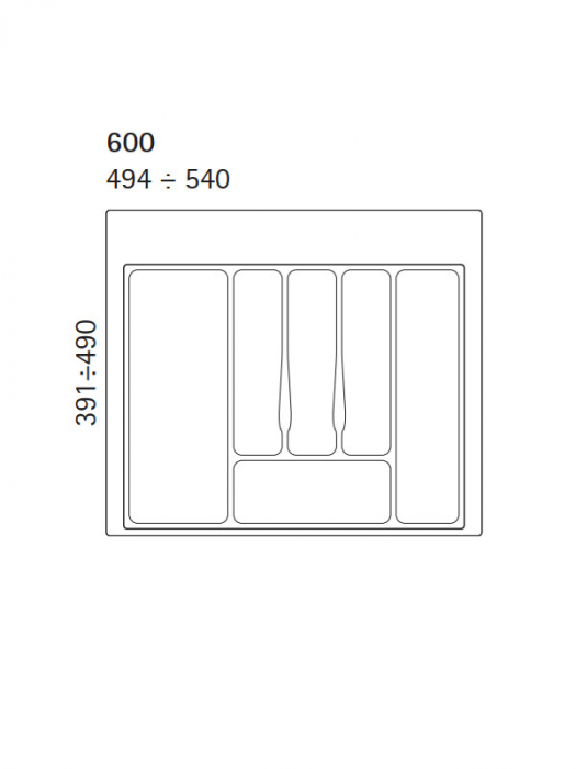 Compartimentare tacamuri pentru latime front sertar de 600 mm, finisaj alb [2]