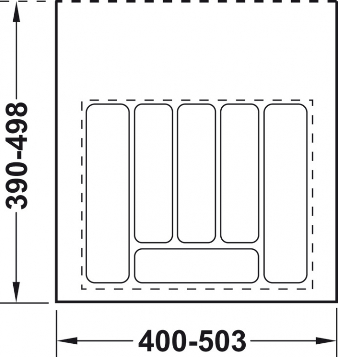 Compartimentare tacamuri universala gri, pentru latime front sertar de 500-550 mm [2]
