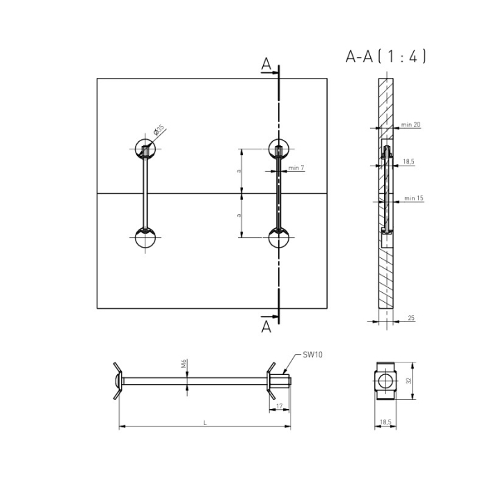 Conector ascuns pentru blaturi cromat EM-SBL100-01-A [2]