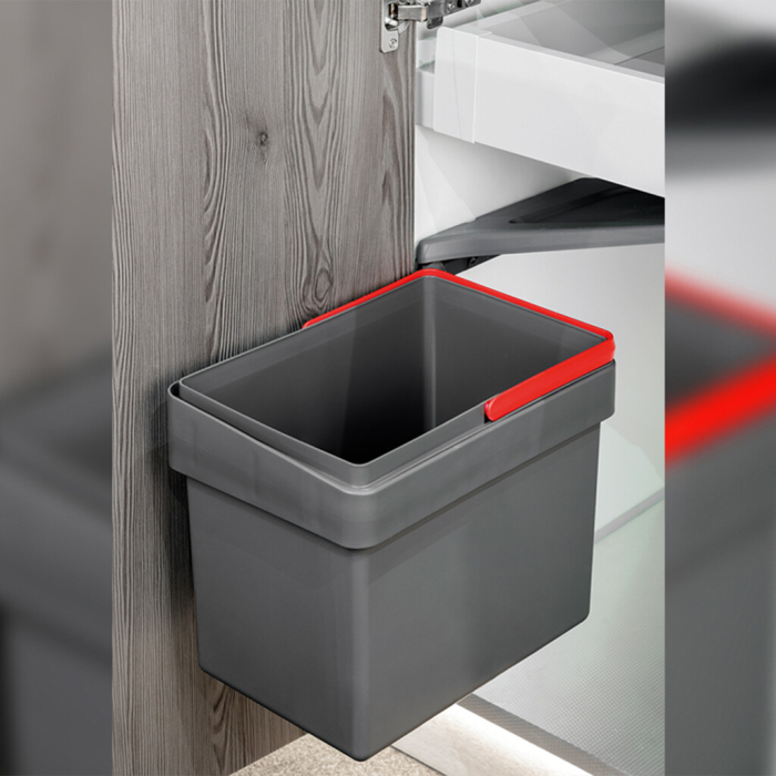 Cos de gunoi cu fixare pe usa corpului, 15 L, plastic gri, finisaj antracit [7]