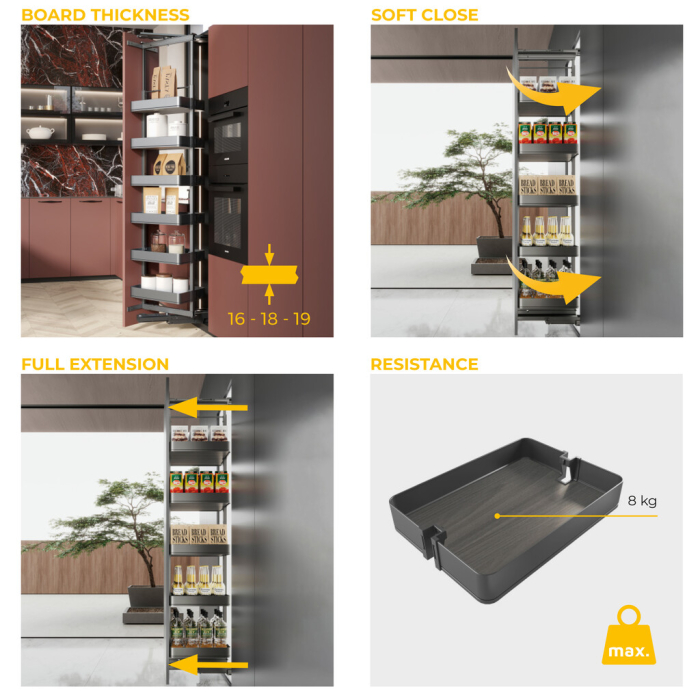 Coloana rotativa Harmony pentru bucatarie, corp 400 mm, inaltime 1780-2080 mm, finisaj antracit [9]