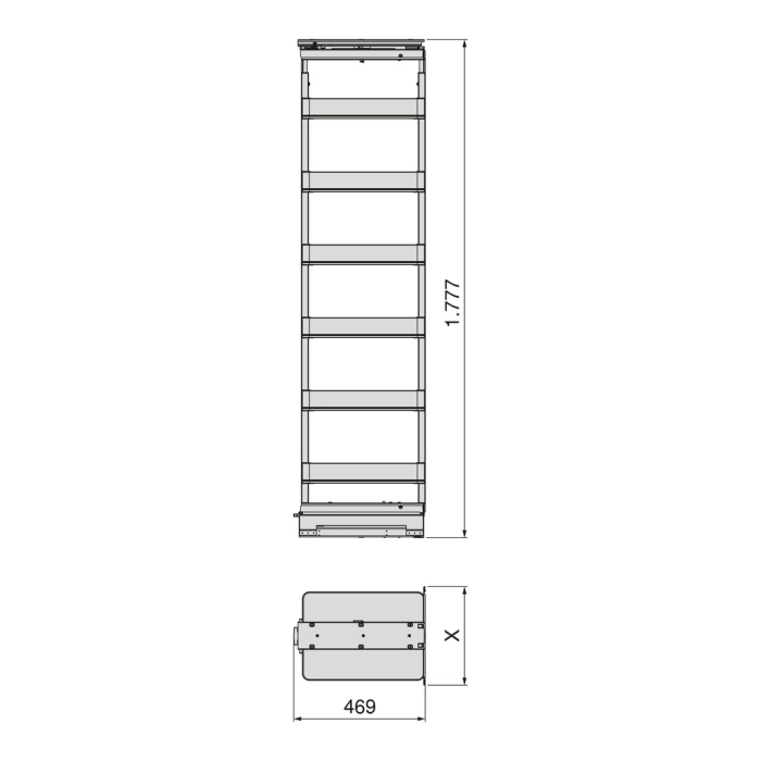 Coloana rotativa Harmony pentru bucatarie, corp 400 mm, inaltime 1780-2080 mm, finisaj antracit [11]