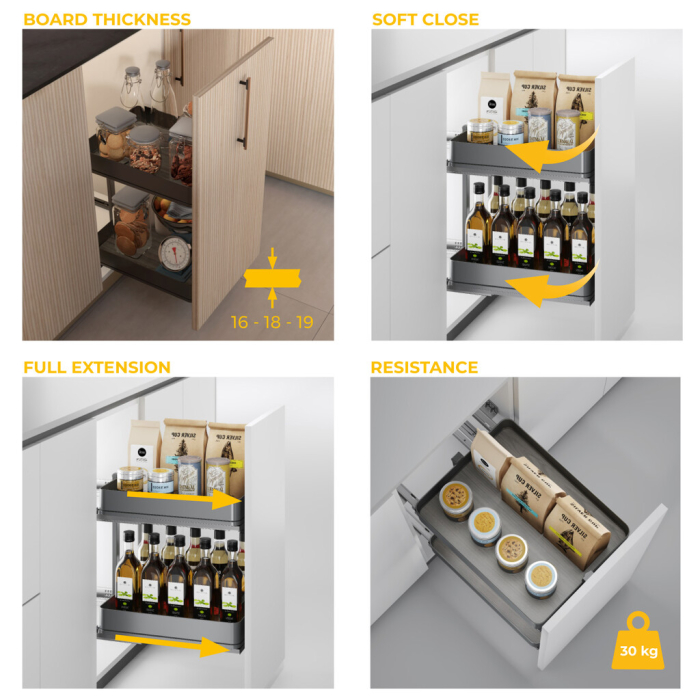 Cos Jolly Harmony cu suport si inchidere amortizata, pentru corp de 300 mm, inaltime 700 mm, finisaj antracit [16]