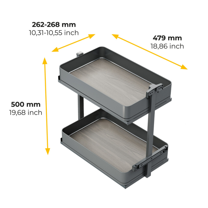 Cos Jolly Harmony cu suport si inchidere amortizata, pentru corp de 300 mm, inaltime 700 mm, finisaj antracit [19]