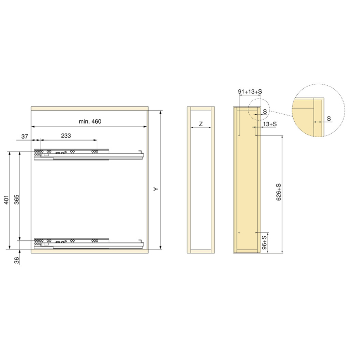 Cos Jolly lateral pentru bucatarie SupraMax, cu amortizare, corp 150 mm [5]