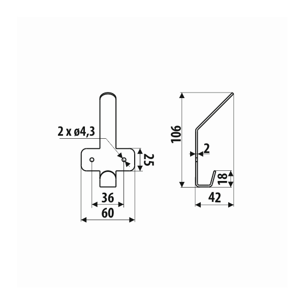 Cuier metalic negru structurat WS20-60-L2 [2]