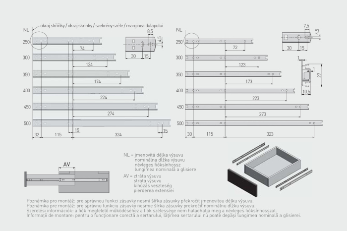 Glisiera cu bile H=27 mm pentru sertar cu adancimea de 350 mm [2]